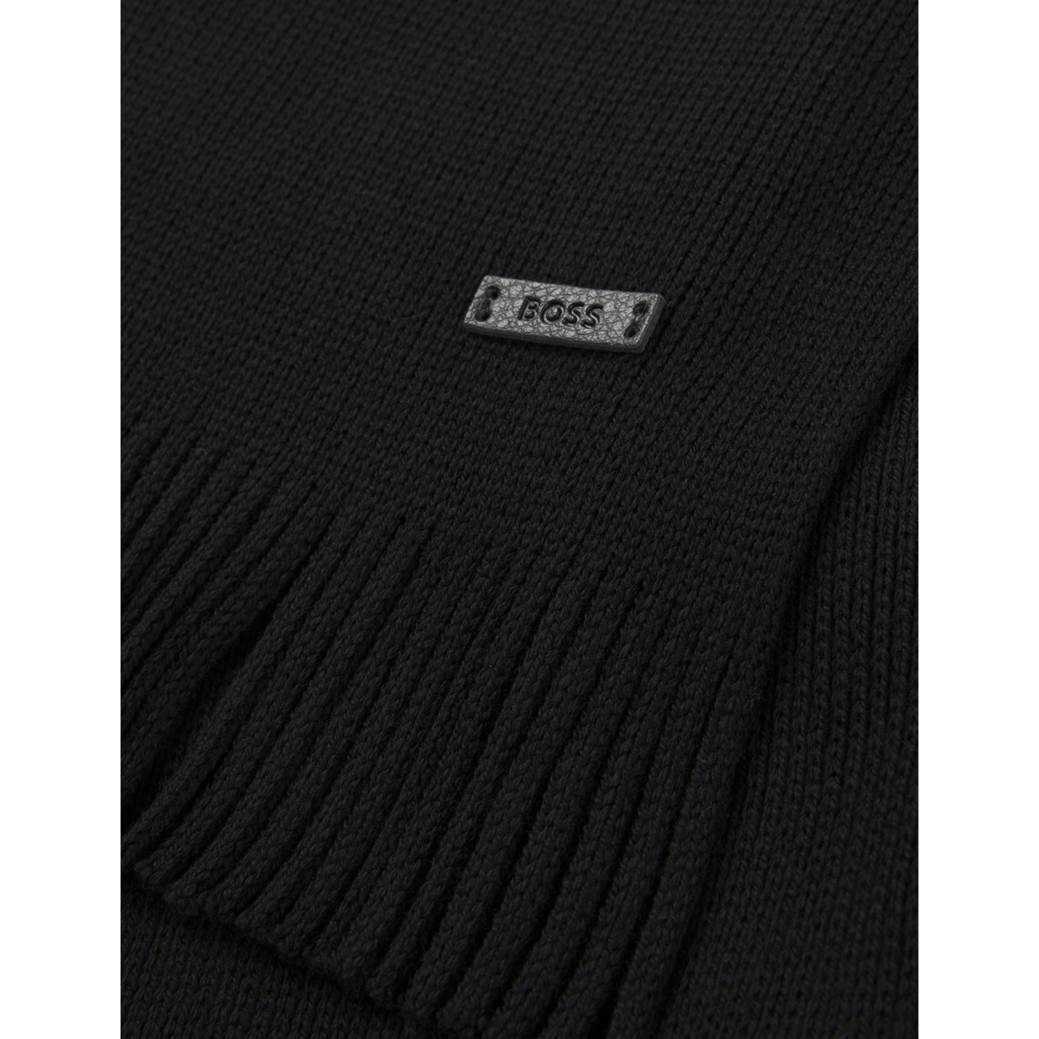 HUGO raschel-knit logo-embroidered wool scarf 170cm, imported from the UK