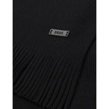 HUGO raschel-knit logo-embroidered wool scarf 170cm, imported from the UK