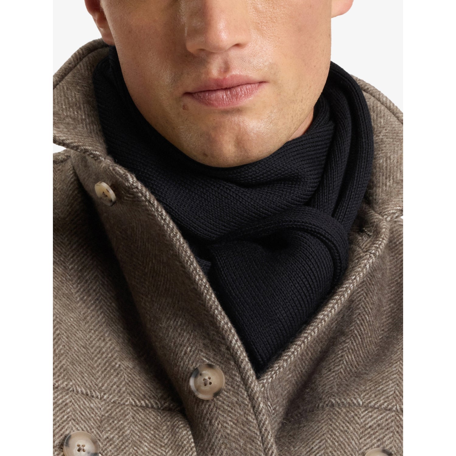 HUGO raschel-knit logo-embroidered wool scarf 170cm, imported from the UK