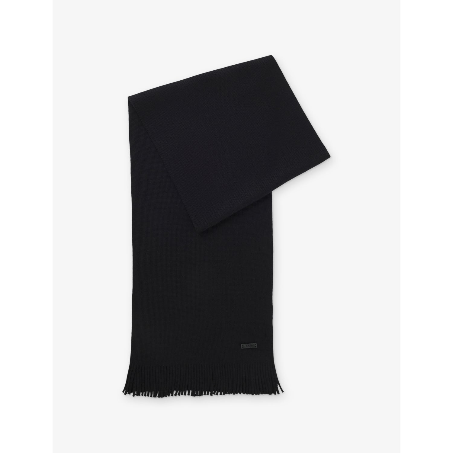 Raschel-knit logo-embroidered wool scarf - BLACK