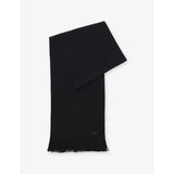 Raschel-knit logo-embroidered wool scarf - BLACK