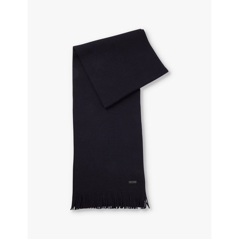 Boss Raschel-knit logo-embroidered wool scarf