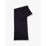 Boss Raschel-knit logo-embroidered wool scarf
