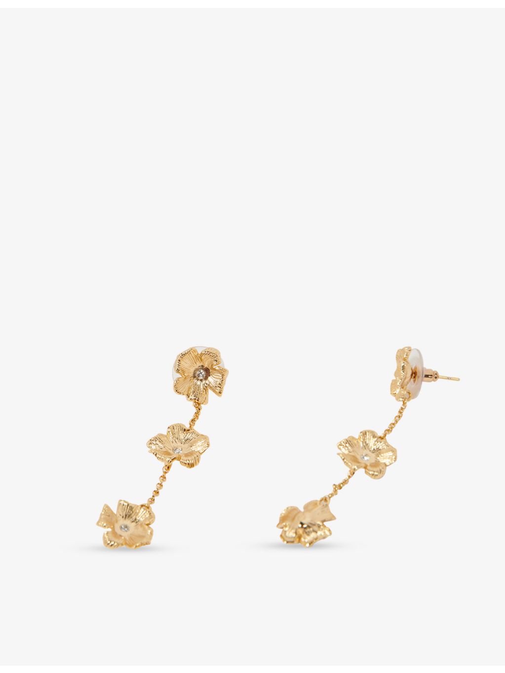 Maje flower crystal-embellished brass earrings, (British brand)