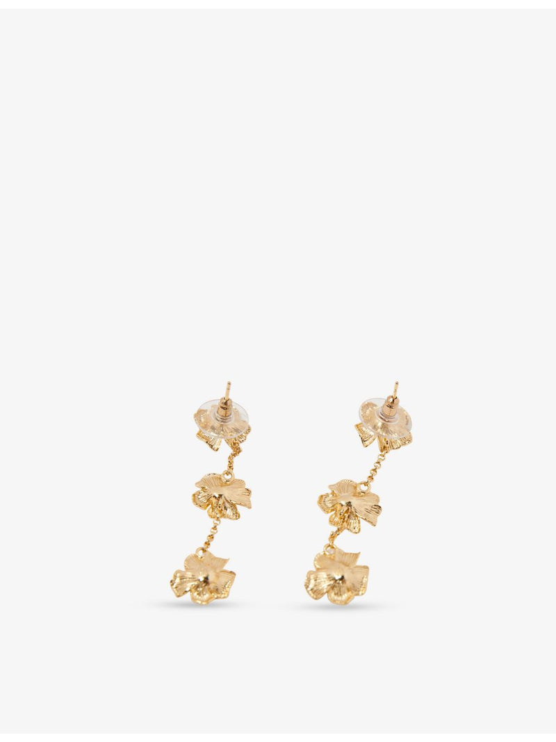 Maje flower crystal-embellished brass earrings, (British brand)