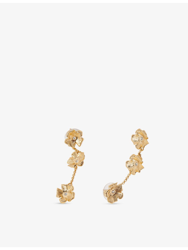 Maje flower crystal-embellished brass earrings, (British brand)