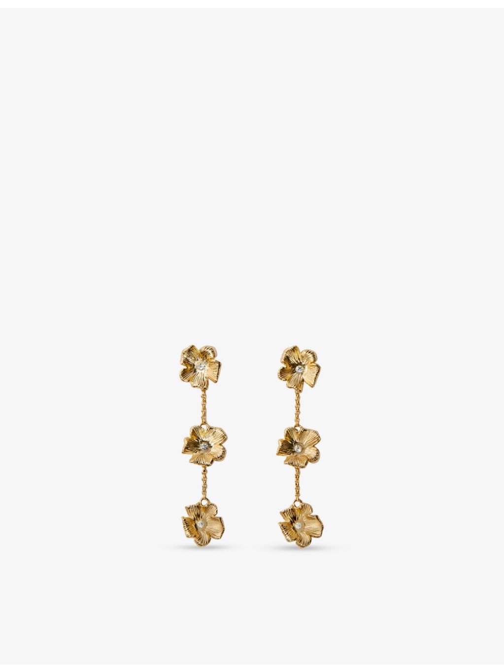 Maje flower crystal-embellished brass earrings, (British brand)