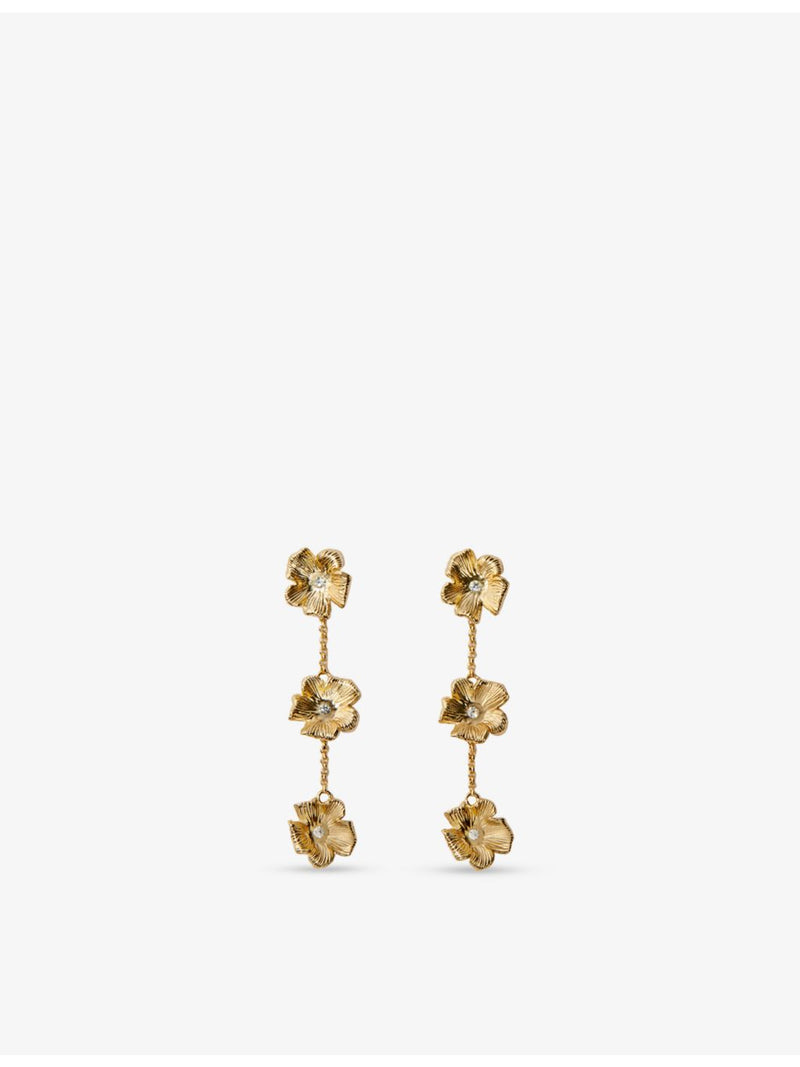 Maje flower crystal-embellished brass earrings, (British brand)