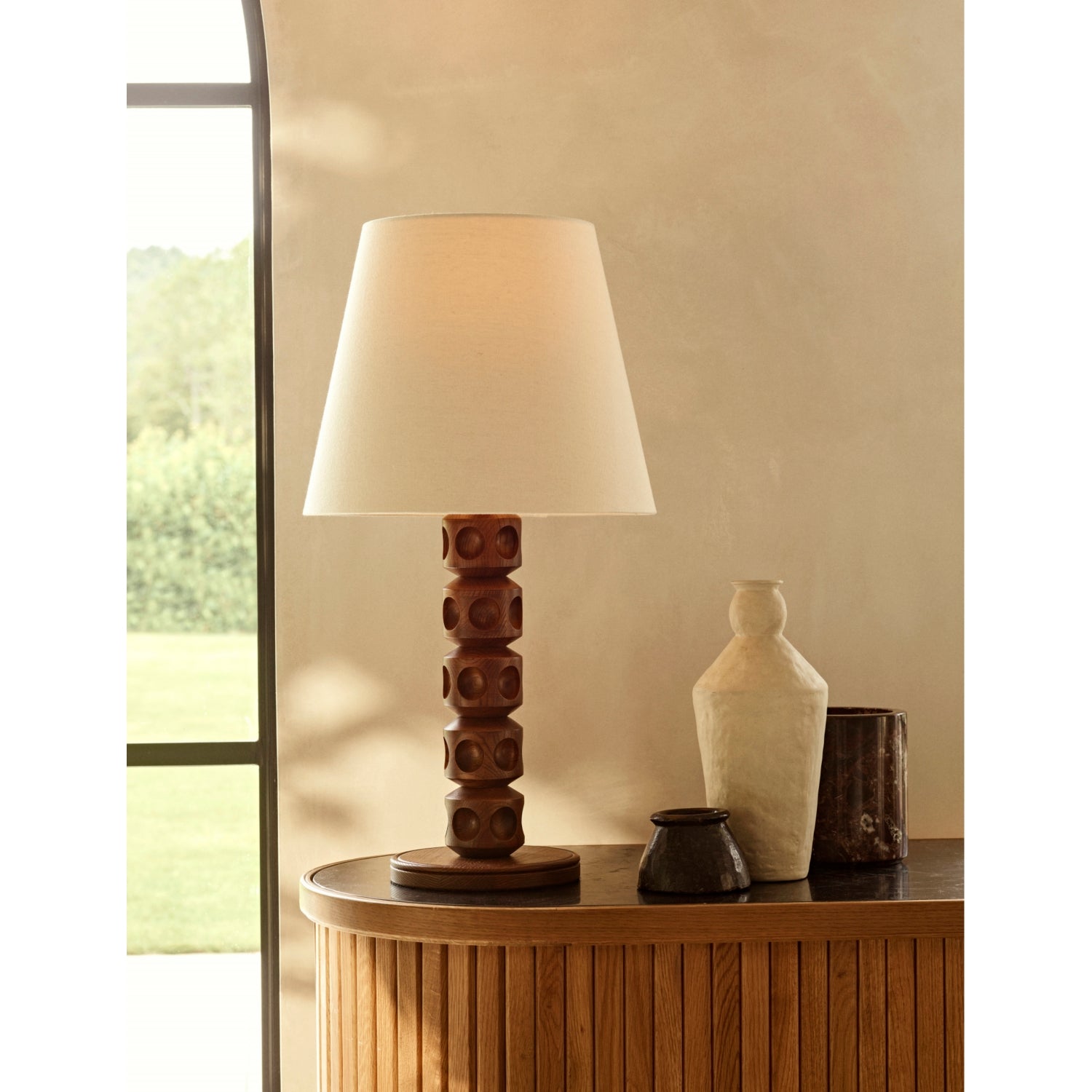 Soho Home Francesca wooden table lamp 65cm, imported from the UK