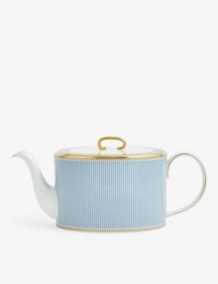 Wedgwood Helia stripe-pattern bone china teapot 11cm, imported from the UK