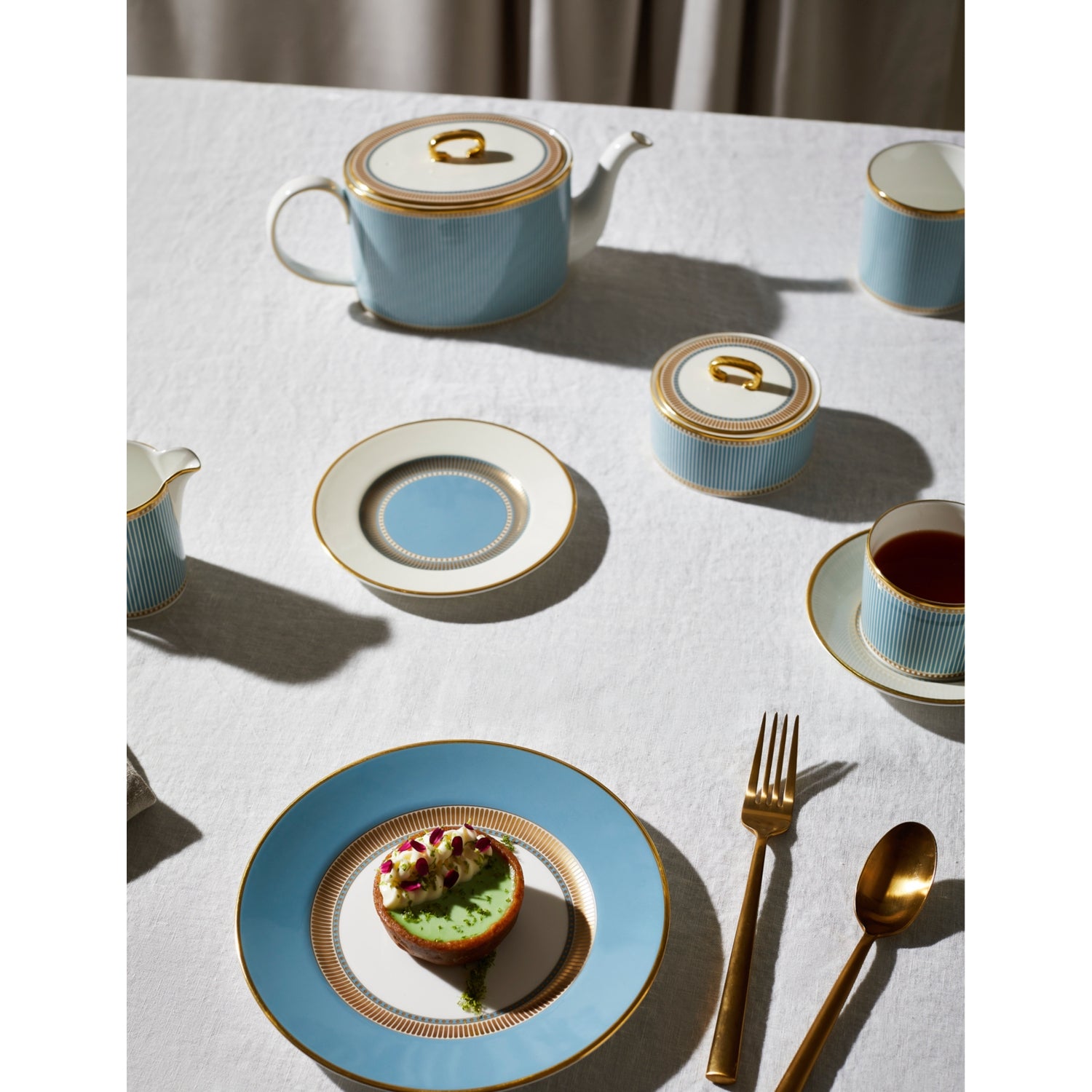 Wedgwood Helia bone china sugar and creamer set, imported from the UK