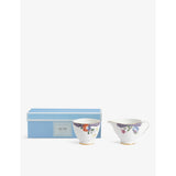 Wedgwood bone china sugar pot and creamer set Fortune floral motif - British product