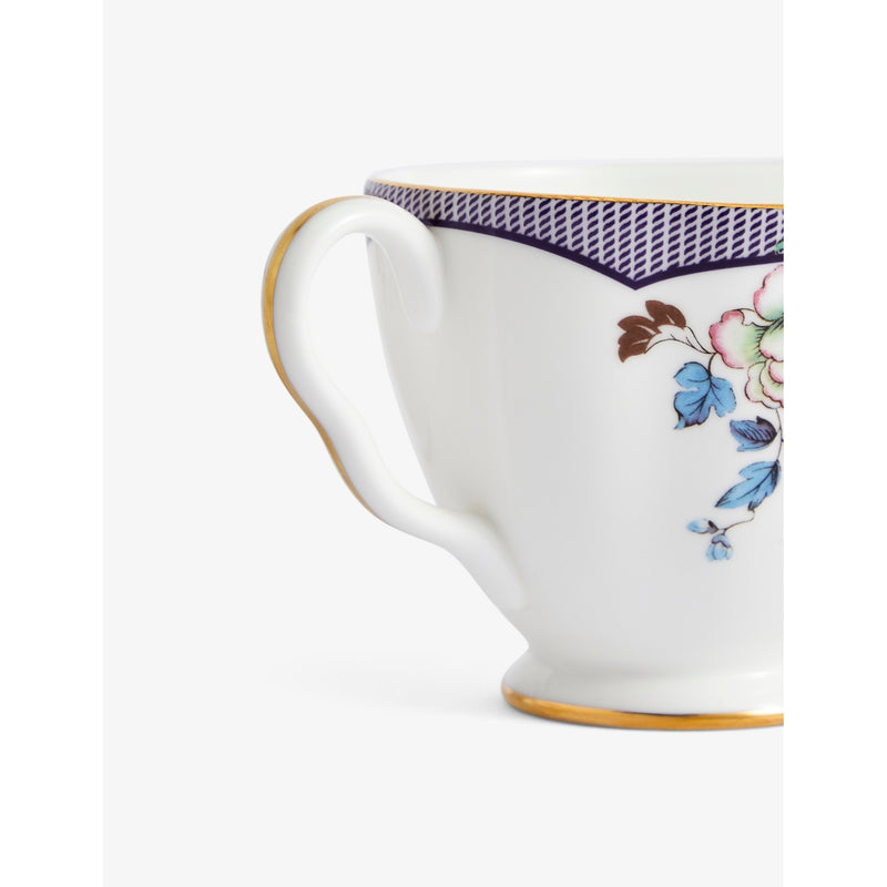 Wedgwood bone china sugar pot and creamer set Fortune floral motif - British product