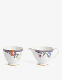 Wedgwood bone china sugar pot and creamer set Fortune floral motif - British product
