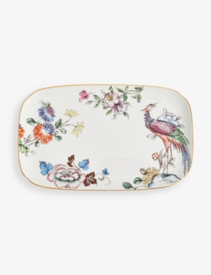 Wedgwood Fortune floral-motif bone-china tray 25cm, UK version