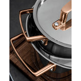 Zwilling 5-piece stainless steel cookware set contrasting handles, imported from the UK