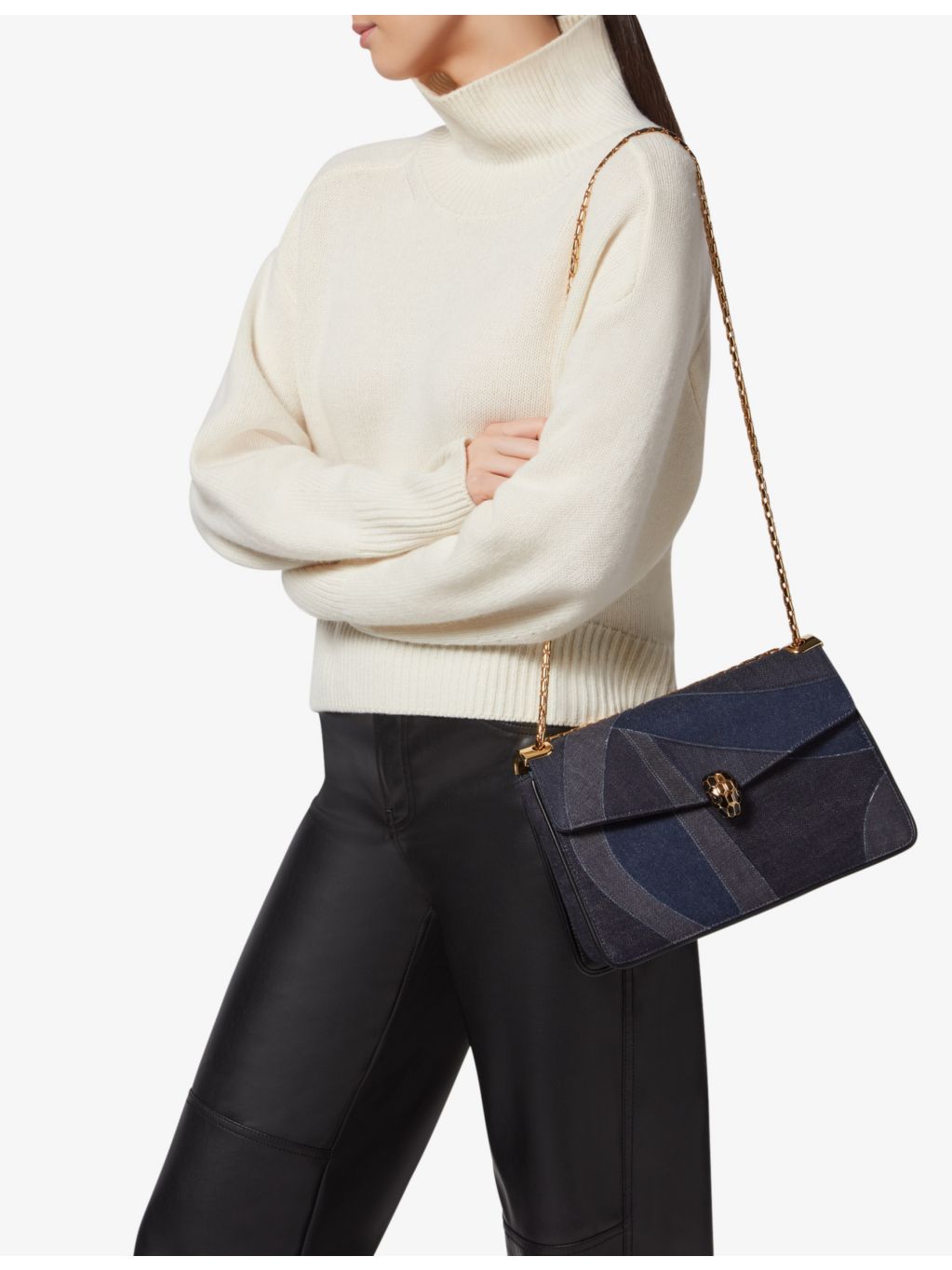 Bvlgari Serpenti Forever large denim shoulder bag (British brand)