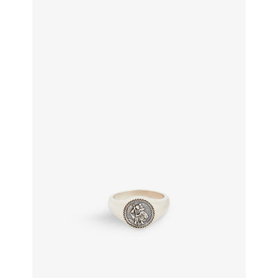 selfridges Serge Denimes St Christopher Embossed Oxidised Finish Sterling Silver Ring 2cm- Buy online at McGrocer