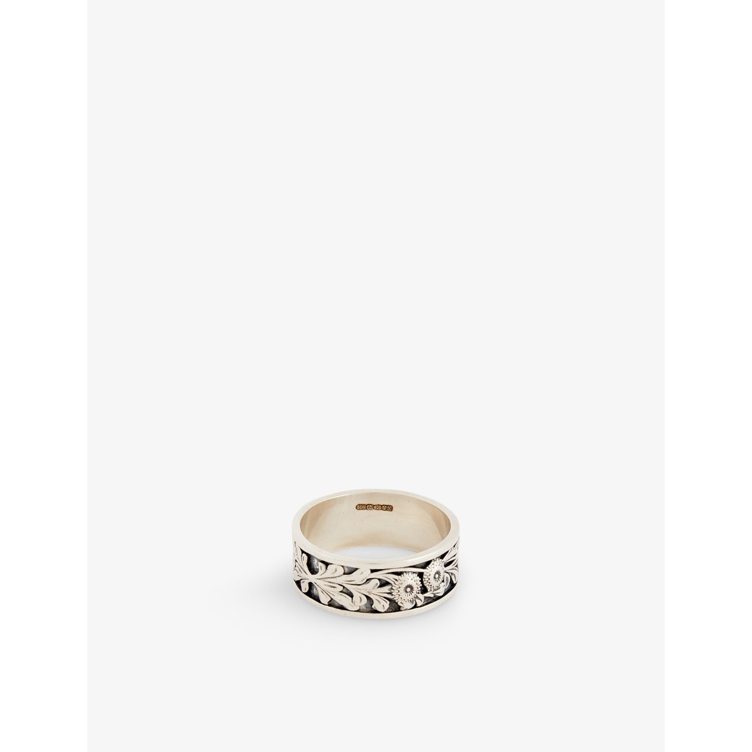 Kabuto embossed sterling silver and cubic-zirconia ring - N