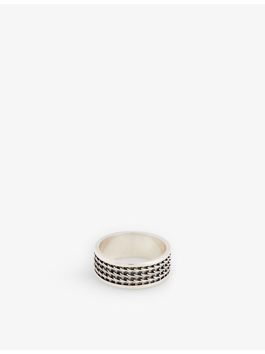 Serge Denimes geometric pattern oxidised silver ring 2cm, imported from the UK
