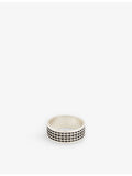 Serge Denimes geometric pattern oxidised silver ring 2cm, imported from the UK