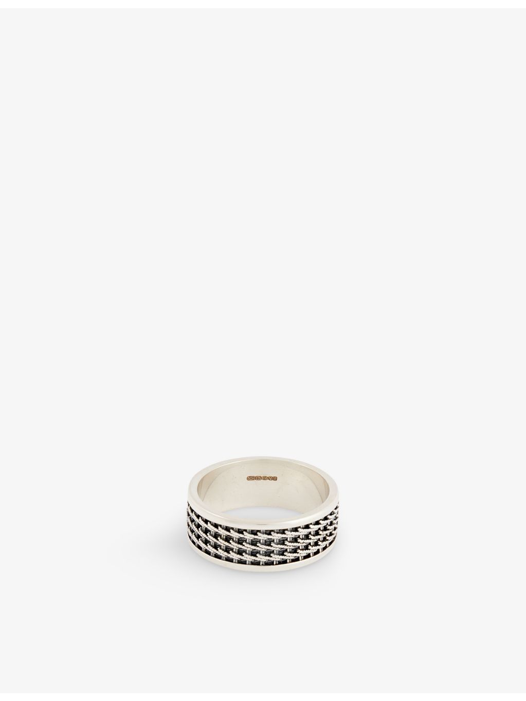Serge Denimes geometric pattern oxidised silver ring 2cm, imported from the UK