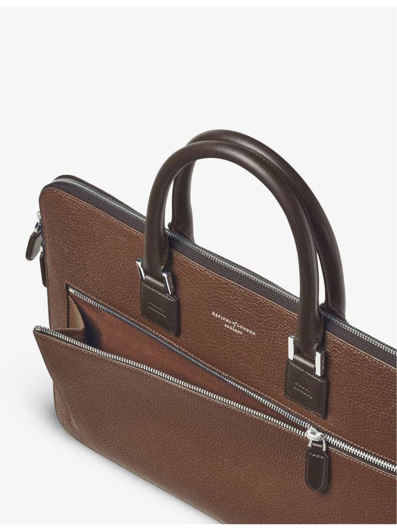 Aspinal of London logo-print grained-leather document case, imported from the UK
