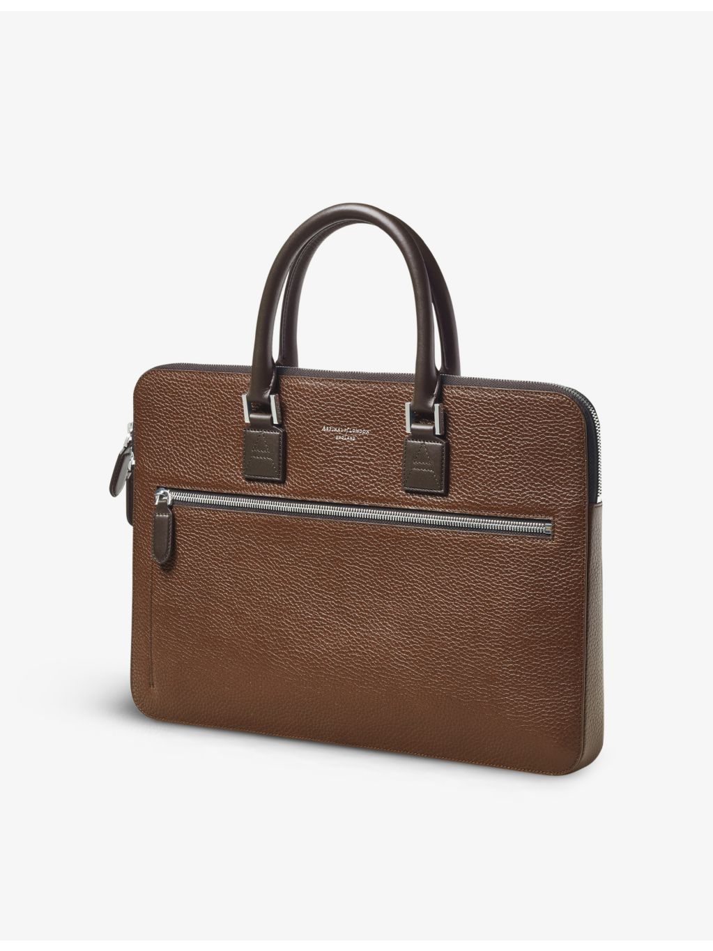 Aspinal of London logo-print grained-leather document case, imported from the UK