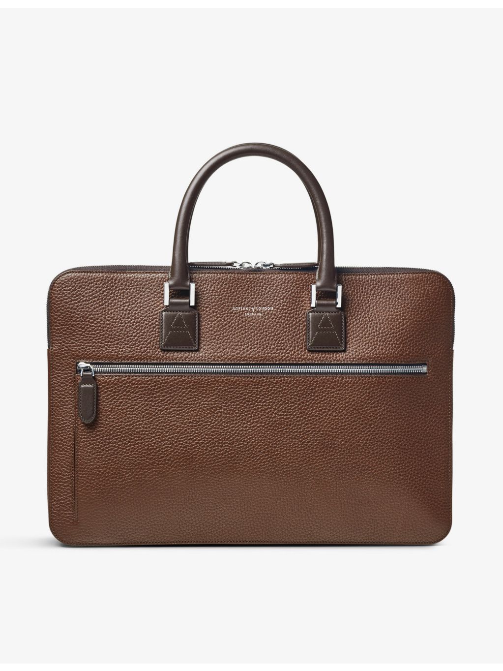 Aspinal of London logo-print grained-leather document case, imported from the UK