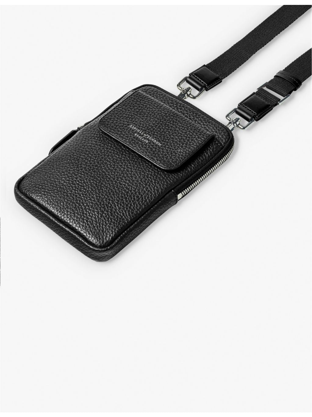 Aspinal of London grained leather crossbody phone case, imported from the UK