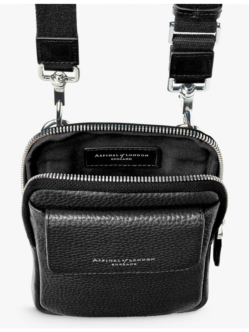 Aspinal of London grained leather crossbody phone case, imported from the UK