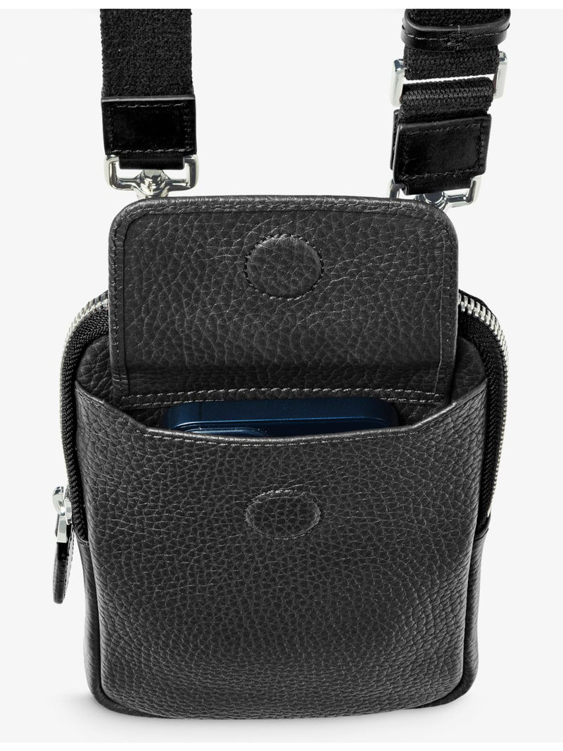 Aspinal of London grained leather crossbody phone case, imported from the UK