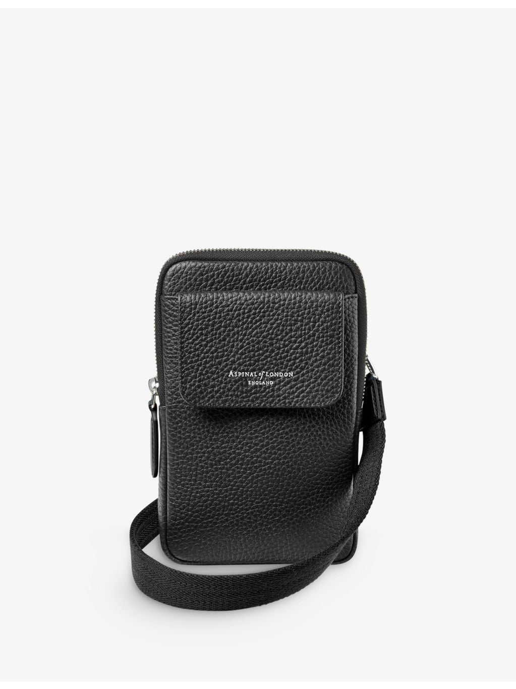 Aspinal of London grained leather crossbody phone case, imported from the UK