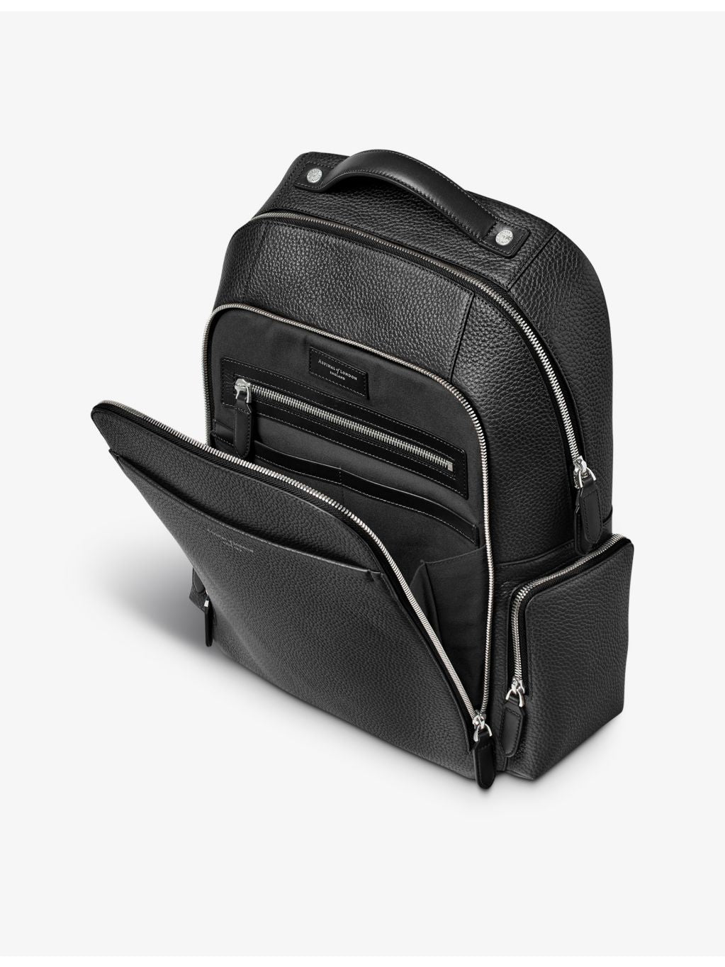 Aspinal of London Reporter pebbled leather backpack, imported from the UK