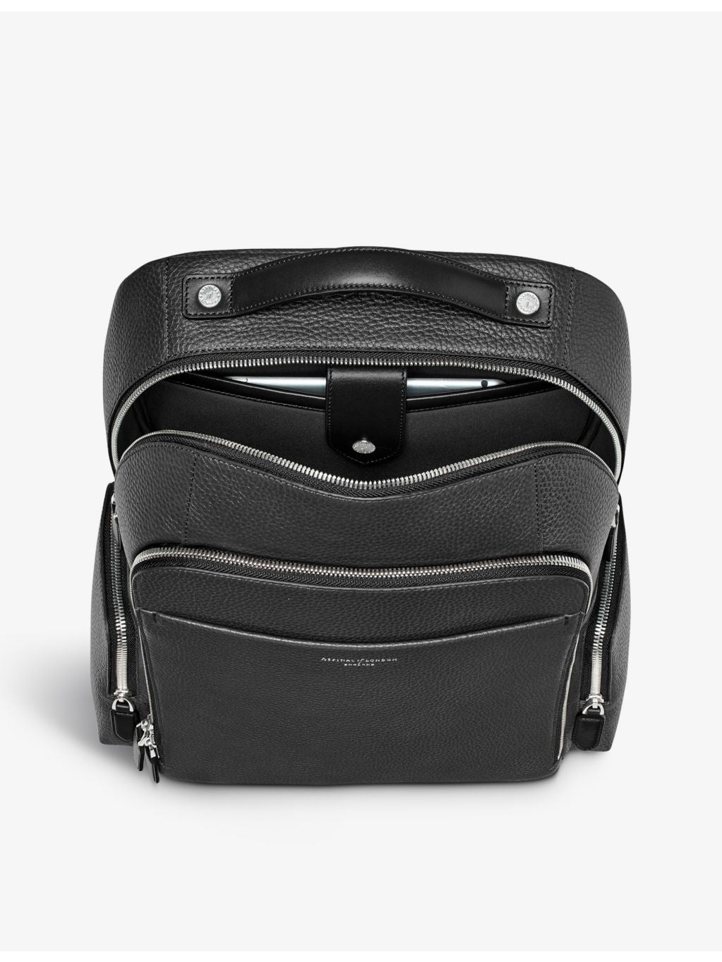Aspinal of London Reporter pebbled leather backpack, imported from the UK