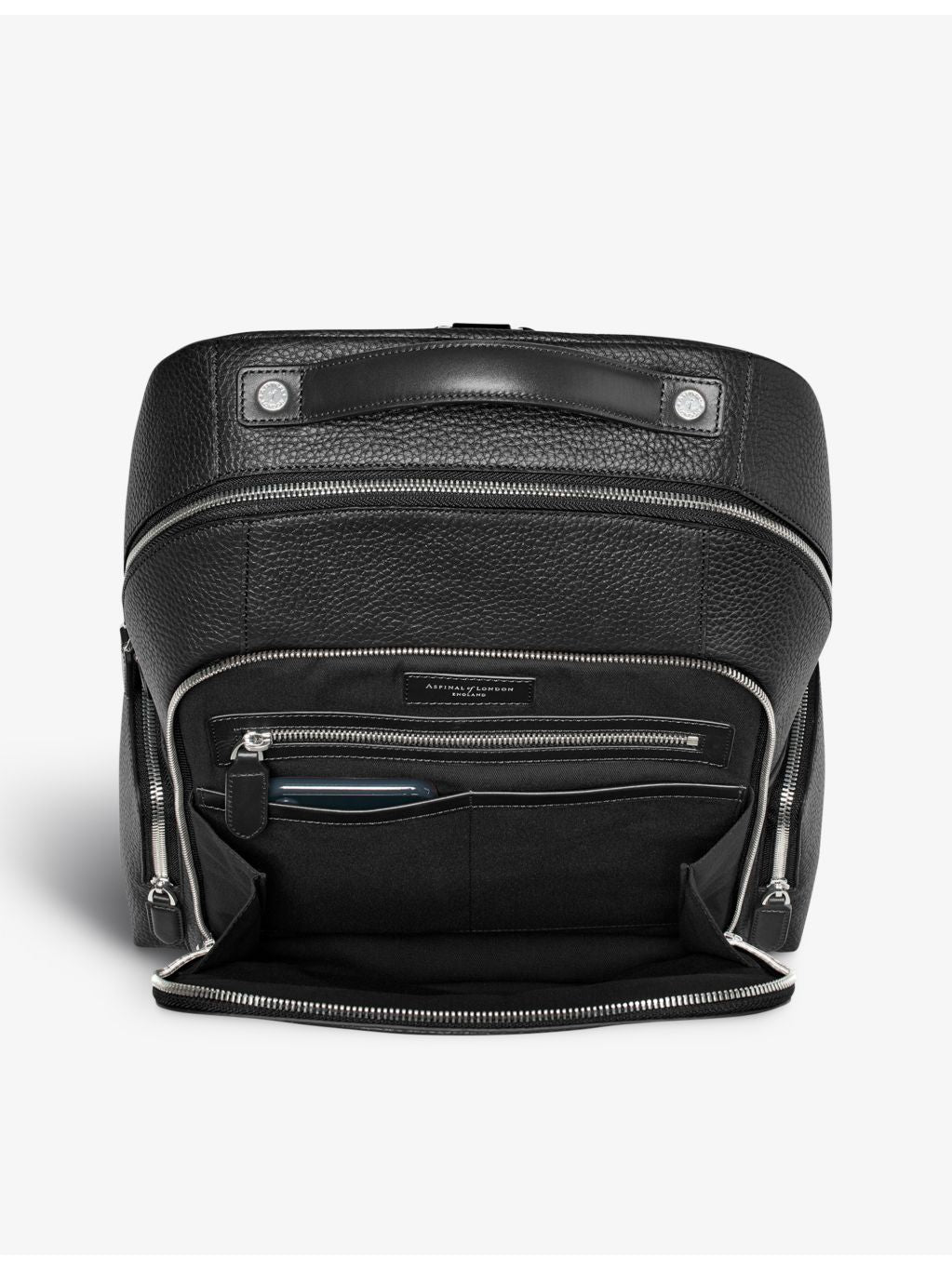 Aspinal of London Reporter pebbled leather backpack, imported from the UK