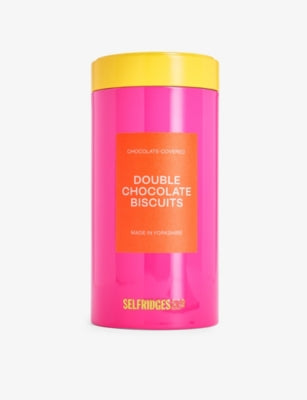 Selfridges Selection double chocolate biscuits in tin, imported from the UK