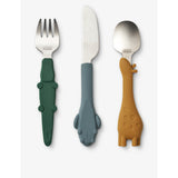 Liewood three-piece animal cutlery set with silicone handles (British brand)