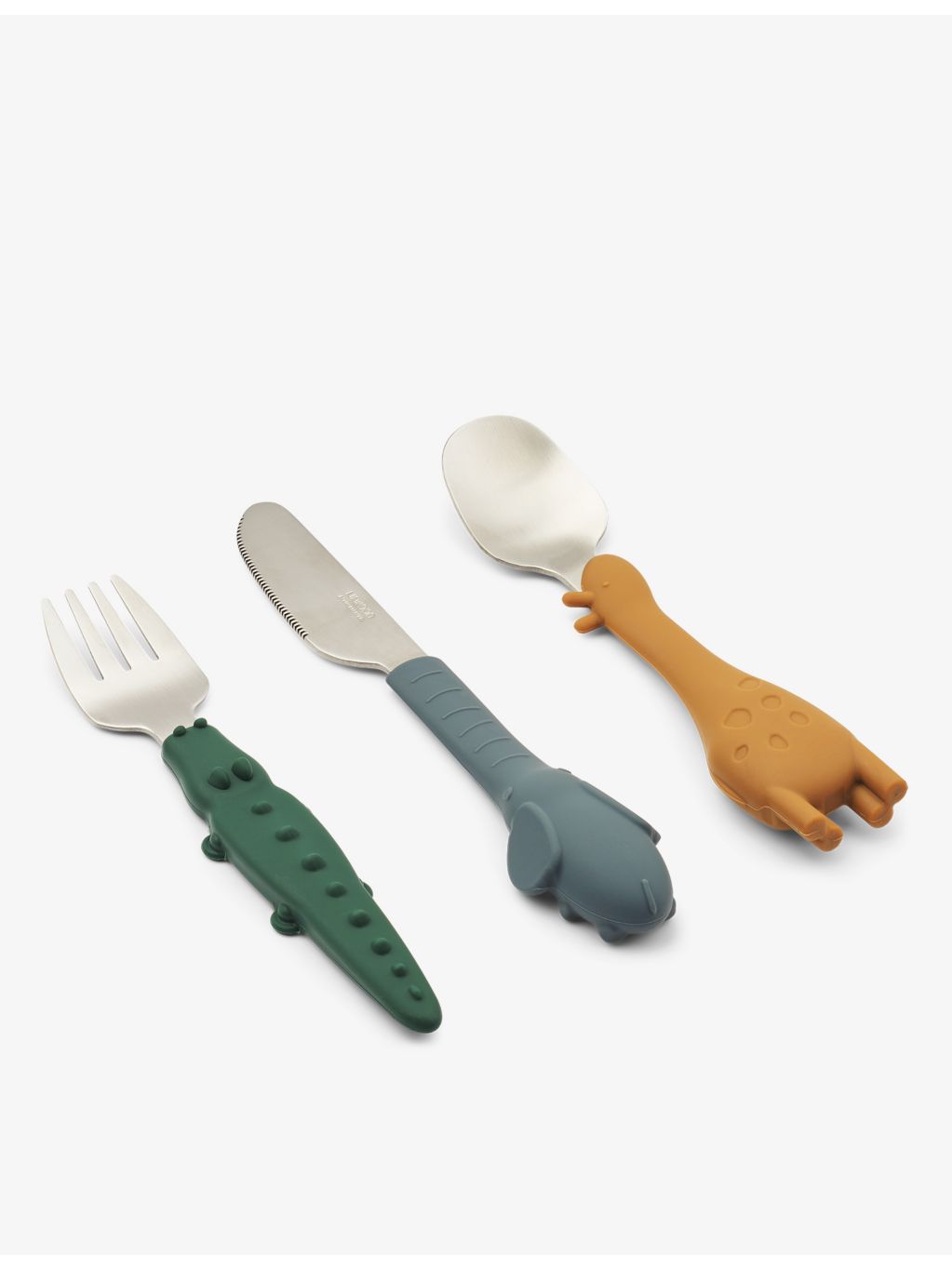 Liewood three-piece animal cutlery set with silicone handles (British brand)