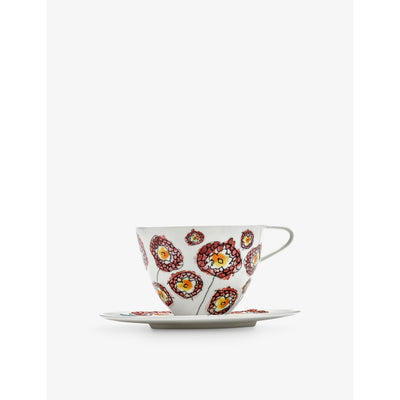 selfridges Serax x Marni Anemone Milk Flower-Motif Bone-China Cappuccino Cup and Saucer Set of Two- Buy online at McGrocer