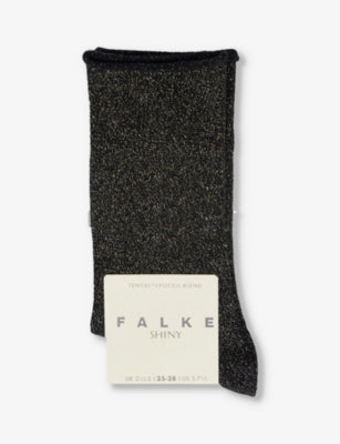 Falke shiny-finish mid-calf knitted socks, imported from the UK