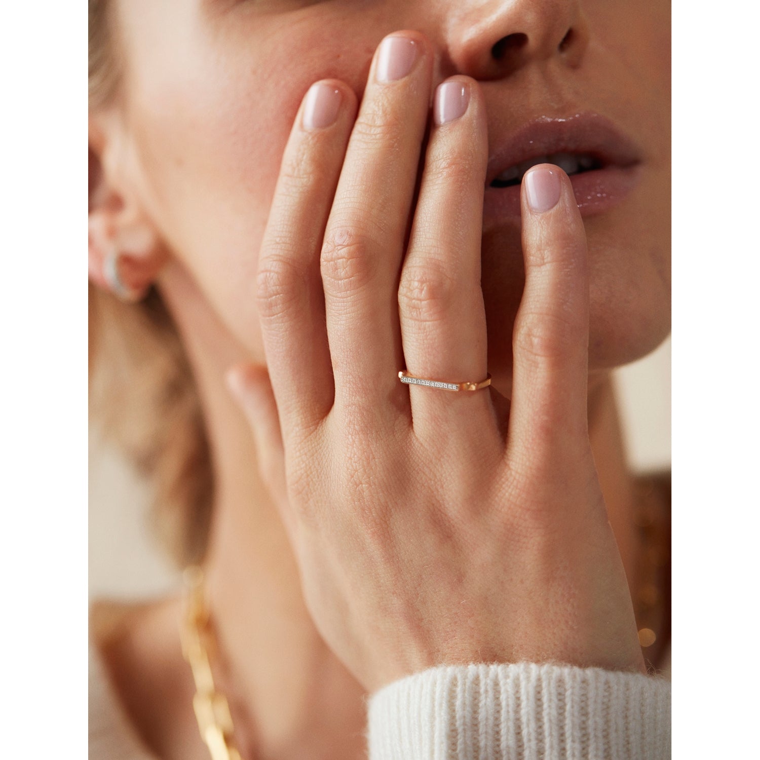 Monica Vinader diamond ring 18ct gold vermeil sterling silver, UK version