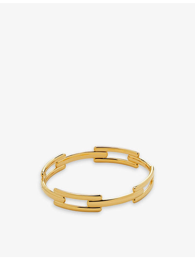 selfridges Monica Vinader Signature 18ct Yellow Gold-Plated Vermeil Sterling Silver Link Bangle- Buy online at McGrocer