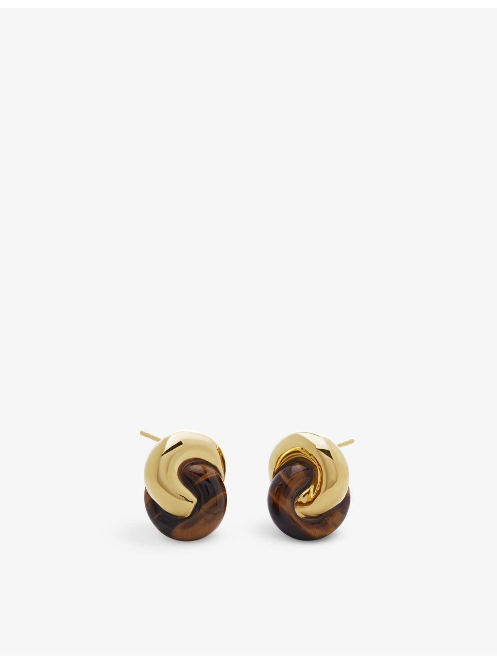 Monica Vinader gold-plated vermeil tiger's eye earrings, UK version