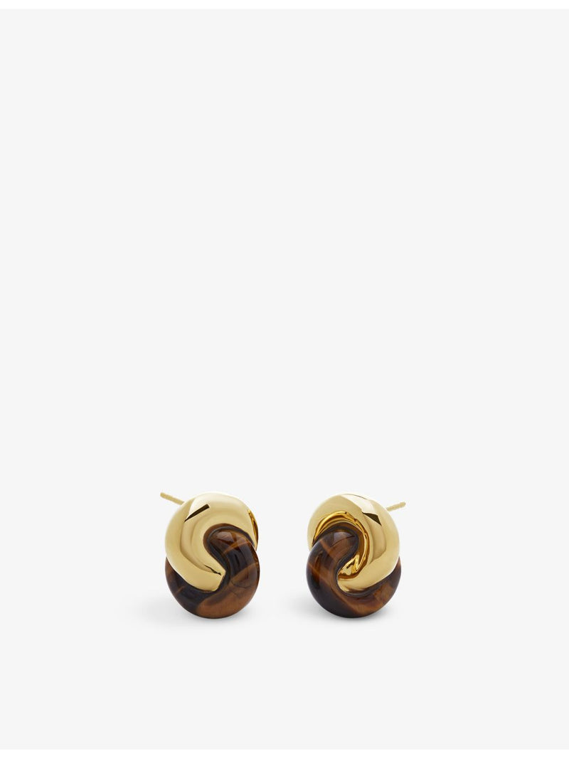 Monica Vinader gold-plated vermeil tiger's eye earrings, UK version