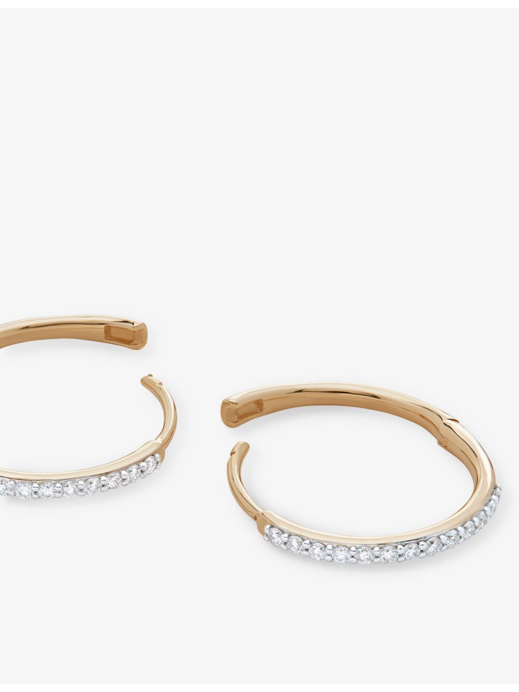 Monica Vinader 14ct gold diamond huggie earrings, imported from the UK