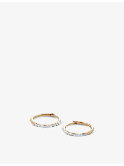 selfridges Monica Vinader Pavé-Set 14ct Yellow Gold Full-Cut Diamond Huggie Earrings- Buy online at McGrocer