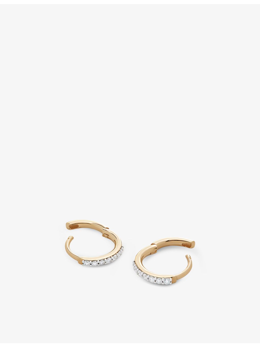Monica Vinader small 14ct yellow gold diamond huggie earrings - British product