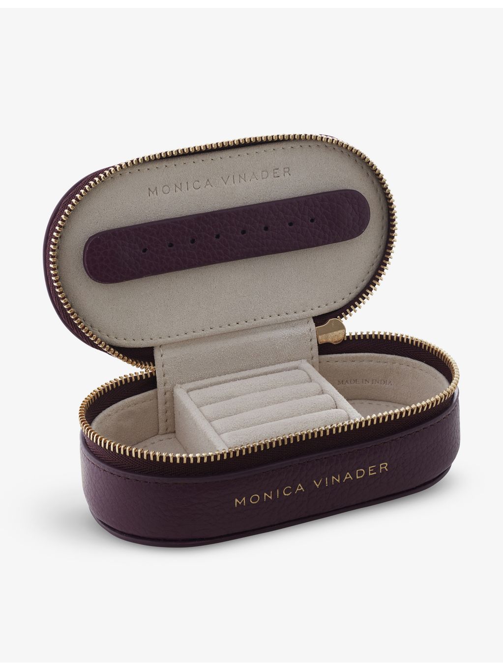 Monica Vinader oval leather jewellery box 18cm, UK version