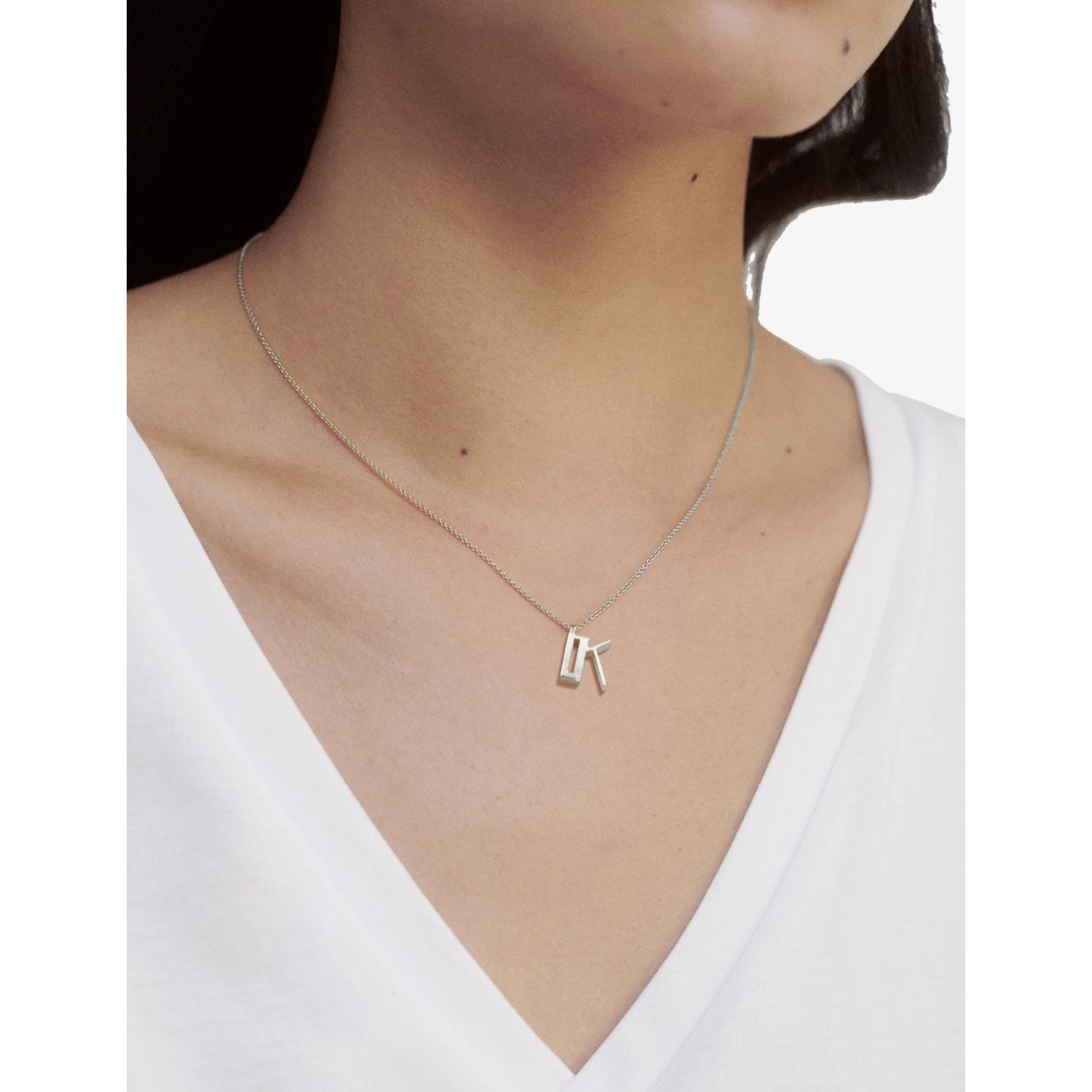 Monica Vinader K letter sterling silver pendant necklace - British product